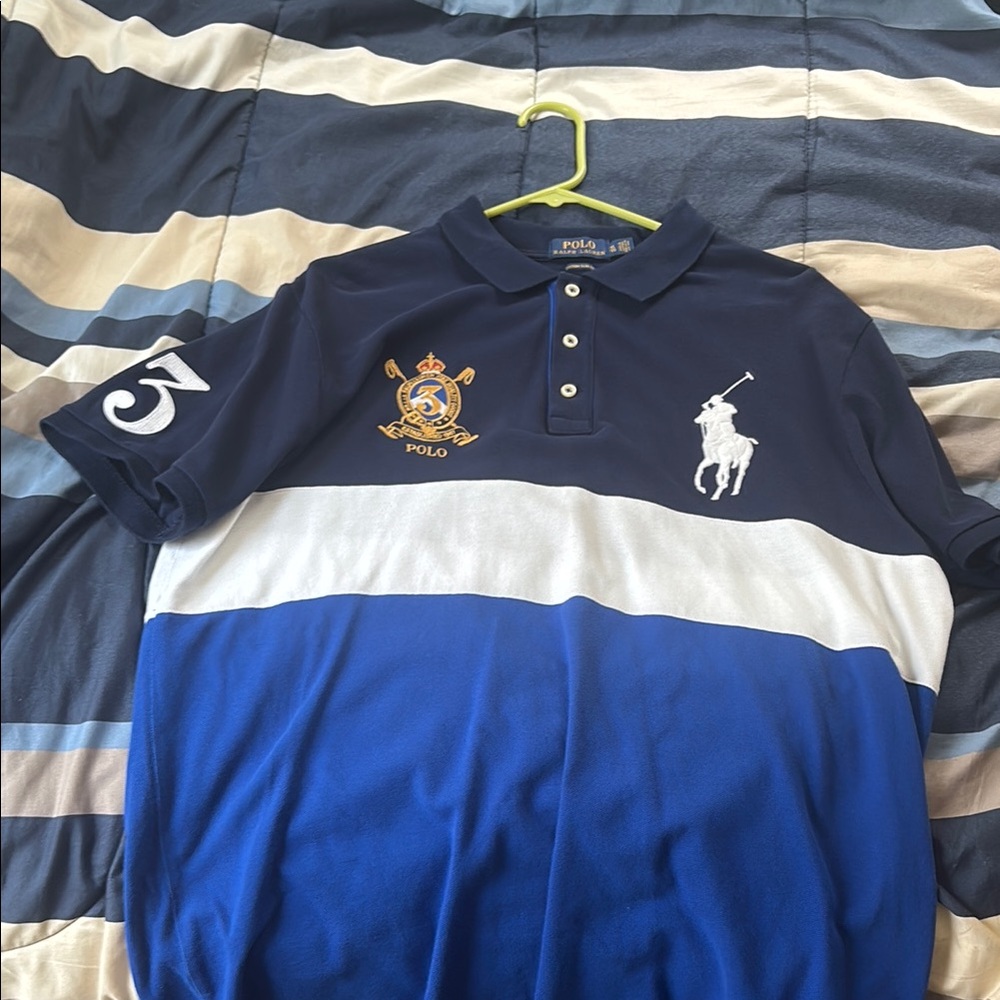 Ralph Lauren Navy and White Striped Polo